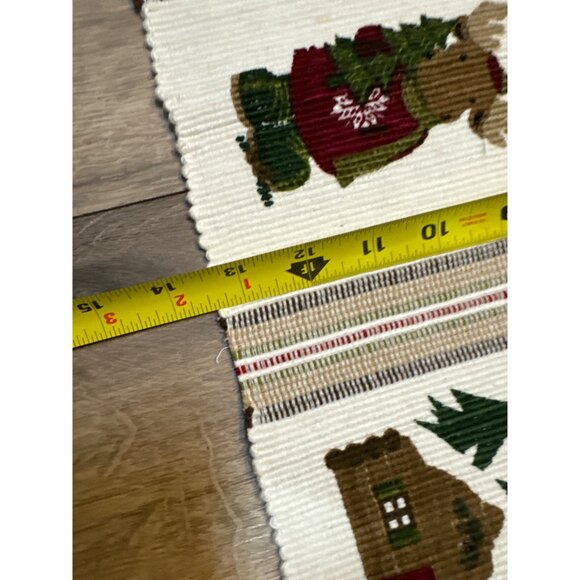 Set Of 2 St. Nicholas Square Cotton Festive Moose & Tree Placemats - Picture 3 of 12